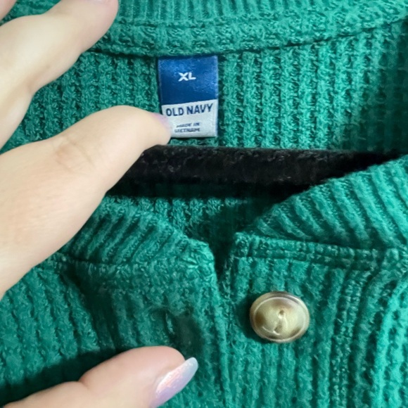 Green Ribbed Henley Sweater - Women NWT - Picture 2 of 2